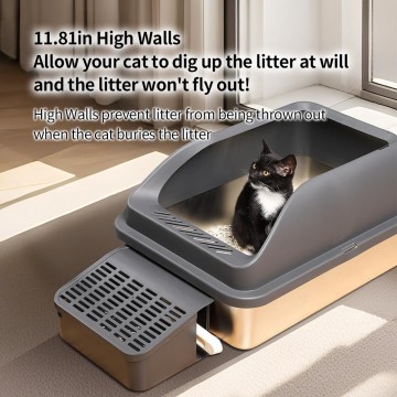 Rubeku Litter Box Stainless Steel Grey